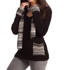 Emilia ребристый V-образный вырез с шарфом черного цвета Multi french kyss