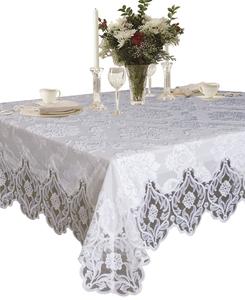 Элегантные бархатные кружевные прозрачные скатерти с цветочным дизайном Deluxe Design — белые, 54 x 72 дюйма Violet Linen, цвет White