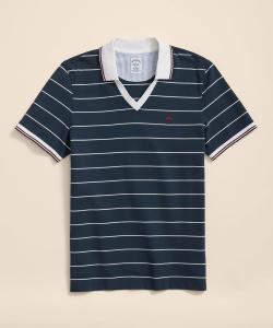 Поло-рубашка из хлопка Supima с логотипом GF, футбольной полосой и воротником-стойкой, приталенного кроя.