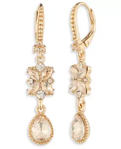 Двойные серьги-подвески из стеклянного хрусталя Marchesa, gold