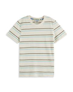 Мальчиковая футболка свободного кроя с полоской, окрашенной в массе - для малышей и детей постарше Scotch & Soda, коричневый/бежевый