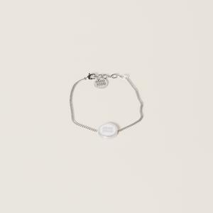 Браслет из металла с эмалью MIU MIU, белый