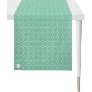 Дорожка для стола 3973 Outdoor, летний декор, лето жаккардовая ткань Apelt, мятный/кремовый