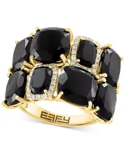 Кольцо с голубым топазом Effy (11-3/4 карата) и бриллиантами (1/6 карата) из 14-каратного золота Effy Collection, onyx