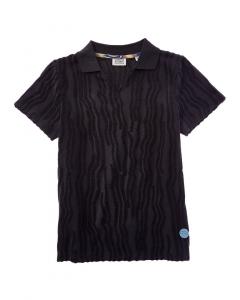 Поло из жаккардовой махровой ткани Scotch & Soda, черный