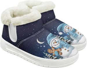 Зимние женские ботинки, утепленные флисом, теплые короткие ботильоны для улицы, противоскользящие и удобные Hechitok, Christmas Snowman