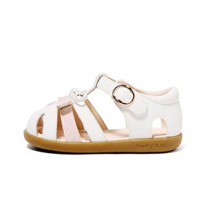 Противоскользящие и дышащие детские сандалии Snoffy, белый/розовый