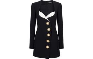 Мини-платье из крепа с декоративными пуговицами BALMAIN, черное