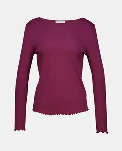 Женская футболка с круглым вырезом и отделкой по низу Easy Wear, бордовый