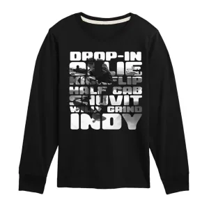 Футболка с длинным рукавом и принтом для мальчиков 8-20 лет, трюки на скейтборде Licensed Character, черный