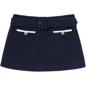 Твидовые шорты-юбка для автопортрета Self-portrait, синий