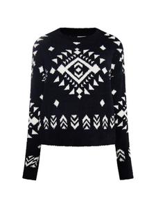 Женский свитер черного и кремового цветов IZIA