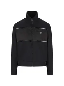 Куртка с логотипом на табличке Prada, черный