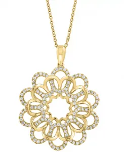 Ожерелье с ажурным цветочным кулоном Effy с бриллиантами (3/4 карата) из 14-каратного золота, 17 дюймов + удлинитель 1 дюйм Effy Collection, gold