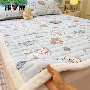 Yalu Молочный вельветовый стеганый матрас 90х200 см с наволочкой, 2 предмета, Happy Afternoon Tea