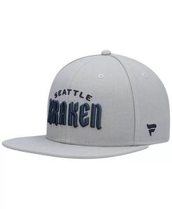 Мужская серая кепка Snapback с логотипом Seattle Kraken Wordmark Fanatics