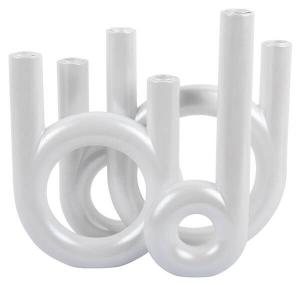 Подсвечник Present Time Rings Groot, 14x35x14 см, белый