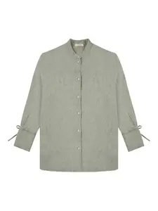 Льняной топ с завязками Glanshirt, зеленый