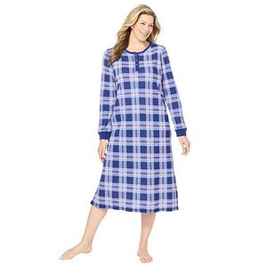 Термическая ночная рубашка-хенли Plus size Dreams & Co., Ultra Blue Plaid