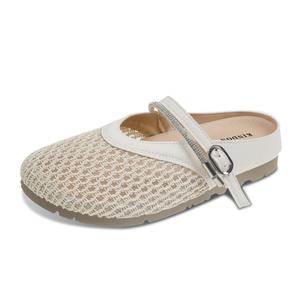 Женские сандалии с закрытым носком, устойчивые к истиранию и резиновой подошвой JINDUN, Ecru