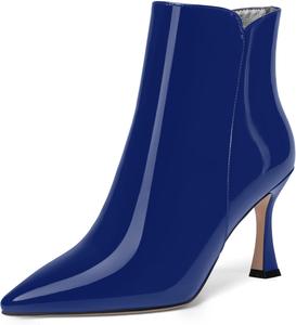 Женские ботильоны MERRORI на высоком каблуке 3,3 дюйма с заостренным носком, вечерние, с молнией и глянцевой отделкой