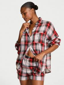 Короткий пижамный комплект из модала и хлопка с длинными рукавами Victoria'S Secret, tartan plaid