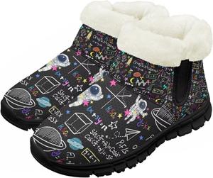 Детские зимние ботинки для мальчиков и девочек, утепленные высокие кеды с подошвой против скольжения и флисовой подкладкой, пушистые слипоны Chririnla, Formula Astronaut