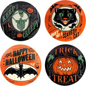 Certified International Scaredy Cat тарелки для канапе/ланча 15 см, ассорти дизайнов, мультиколор, набор 4 шт