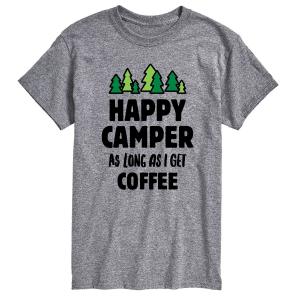 Футболка Big & Tall Happy Camper Coffee с графическим рисунком License, серый