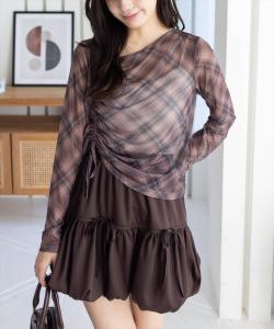 Прозрачный клетчатый топ на завязках