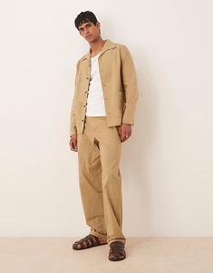 Брюки Mango свободного кроя прямого кроя бежевого цвета