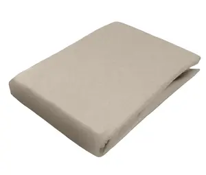 Простыня на резинке фланелевая, меланжевая, 180 х 200 см, бежевый, 100% хлопок, матрасы высотой до 25 см, спальный sleepling