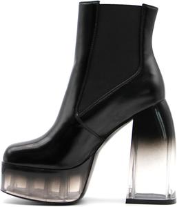 Женские ботильоны на прозрачном каблуке 14 см с градиентным цветом, водонепроницаемые лакированные платформенные с утолщенной подошвой UNWRBD, Black