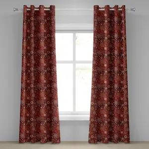 Зимняя штора на люверсах ABAKUHAUS, винтажная праздничная композиция с рождественскими сердечками и завитками, декоративная двухпанельная штора, 280 см x 225 см, ярко-желто-белый цвет Abakuhaus