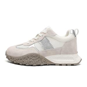 Низкие повседневные туфли женские ZHR, Beige Silver[Hidden Wedge 2Cm]