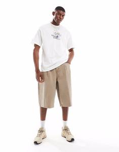 Bershka джинсовые шорты оверсайз песочного цвета