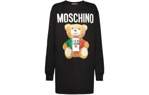 Женское черное платье с длинными рукавами MOSCHINO