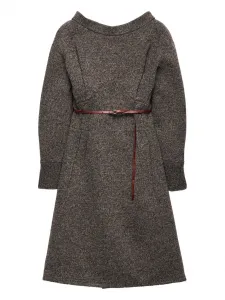 Шерстяное платье миди Prada, коричневый