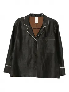 Рубашка с отделкой кантом и пуговицами SOH, черный