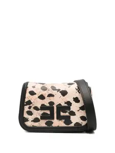 Мини-сумка на плечо с нашивкой-логотипом и анималистичным принтом Elisabetta Franchi La Mia Bambina, бежевый