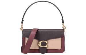 Кожаная сумка-таби через плечо, кроссбодди, женская вишнево-темно-красная бежевая COACH