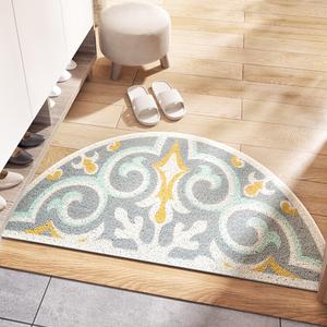 Dajiang Ковер 60х120 см для прихожей полукруглый, нескользящий, грязеотталкивающий, износостойкий, с рисунком ландыша