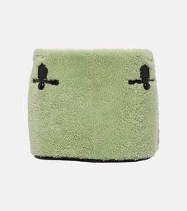 Мини-юбка из овчины с кожаной отделкой Blancha, зеленый
