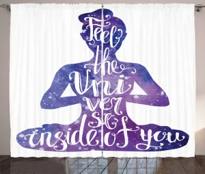 Штора ABAKUHAUS Yoga Rustic, с женственными силуэтами и словами, присборенная тесьма для спальни с петлями и крючками, 280 x 175 см, фиолетовый с белым