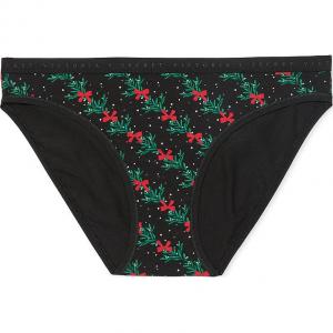 Victoria's Secret Стринги из стрейч-хлопка / Black Mistletoe Трусы женские 1 упаковка черные