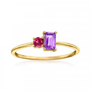 Кольцо RS Pure от Ross-Simons с аметистом и родолитом из 14-каратного желтого золота Rs Pure, фиолетовый