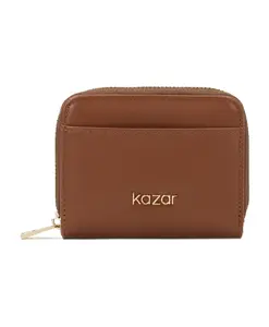Небольшой коричневый кошелек с клапаном на кнопке. Kazar, коричневый