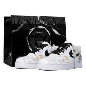 Nike Кроссовки Air Force 1 с низким верхом, устойчивые к истиранию и скольжению, унисекс, черно-белые