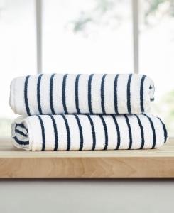 Набор из двух хлопковых пляжных полотенец Cabana Stripe, размер 30 x 70 дюймов ienjoy Home, Navy