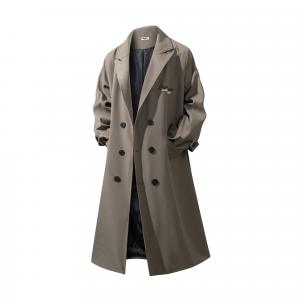 Тренч Unisex Lapel Moderate HUANQIU, coffee